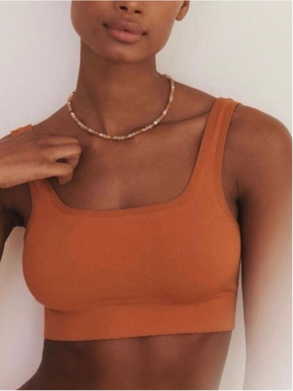 Anthropologie The Hattie Seamless Square-Neck Bralette Burnt Maple XXS/XS NWT